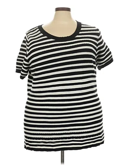 Pre-owned Lane Bryant Short Sleeve Top Black Scoop Neck Tops