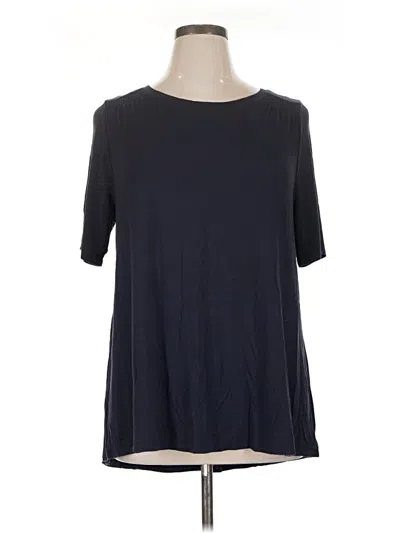 Pre-owned Lane Bryant Short Sleeve Top Black Solid Pattern Crew Neck Tops