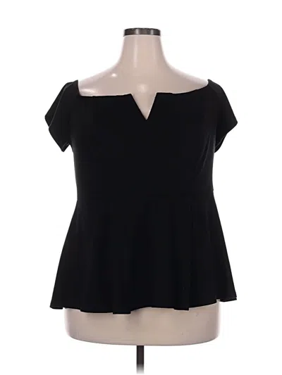 Pre-owned Lane Bryant Short Sleeve Top Black Sweetheart Neckline Tops
