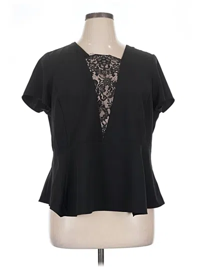 Pre-owned Lane Bryant Short Sleeve Top Black Sweetheart Neckline Tops