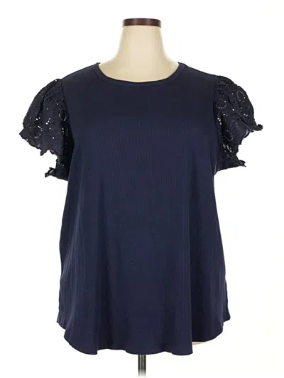 Pre-owned Lane Bryant Short Sleeve Top Blue Cold Shoulder Neckline Tops