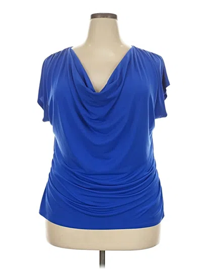 Pre-owned Lane Bryant Short Sleeve Top Blue Cowl Neck Tops