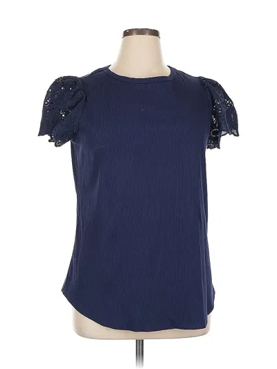Pre-owned Lane Bryant Short Sleeve Top Blue Keyhole Neckline Tops