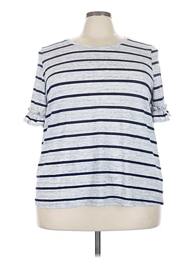 Pre-owned Lane Bryant Short Sleeve Top Blue Mock Neckline Tops