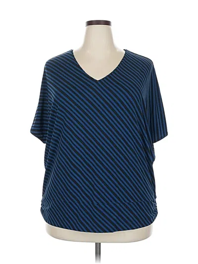 Pre-owned Lane Bryant Short Sleeve Top Blue V Neck Tops