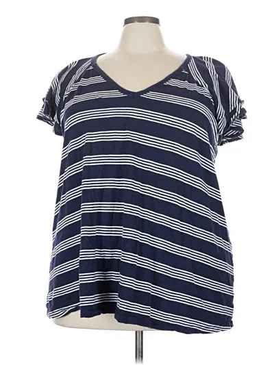 Pre-owned Lane Bryant Short Sleeve Top Blue V Neck Tops