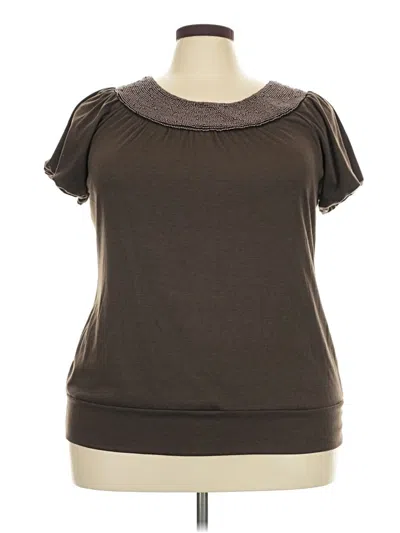 Pre-owned Lane Bryant Short Sleeve Top Brown Cowl Neck Tops
