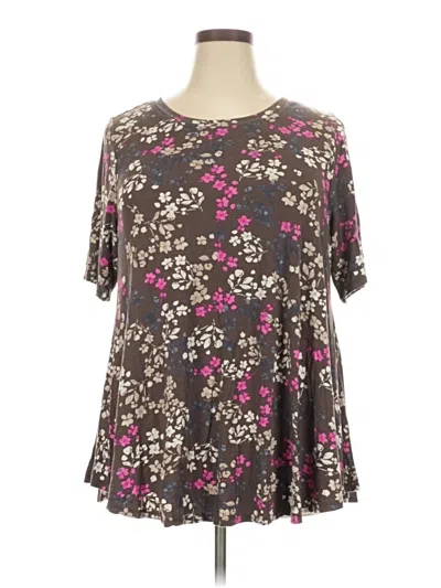 Pre-owned Lane Bryant Short Sleeve Top Brown Scoop Neck Tops