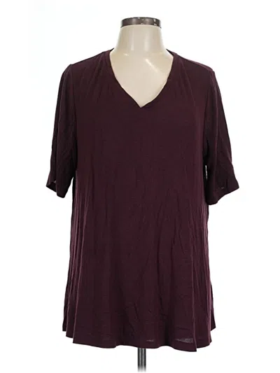 Pre-owned Lane Bryant Short Sleeve Top Burgundy V-neck Tops