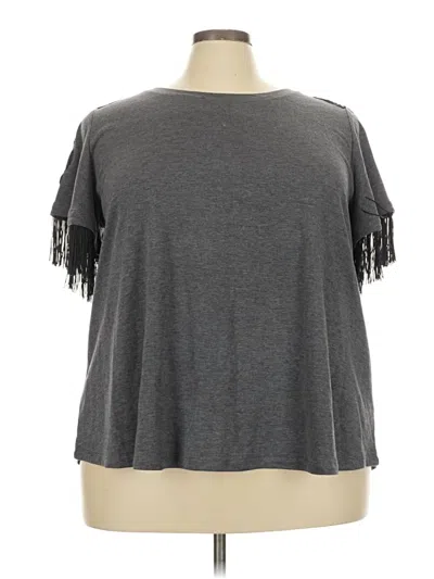 Lane Bryant Short Sleeve Top Gray Cold Shoulder Neckline Tops