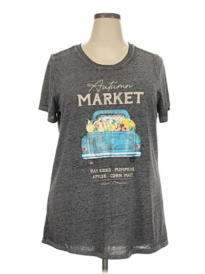 Pre-owned Lane Bryant Short Sleeve Top Gray Crew Neck Tops