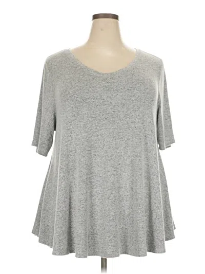 Pre-owned Lane Bryant Short Sleeve Top Gray Scoop Neck Tops