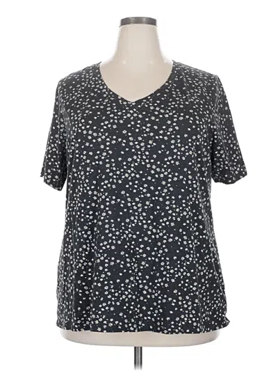 Pre-owned Lane Bryant Short Sleeve Top Gray Stars Pattern V Neck Tops