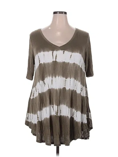 Pre-owned Lane Bryant Short Sleeve Top Gray V Neck Tops
