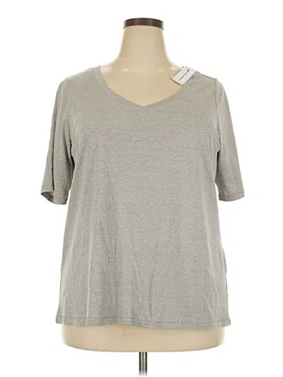 Lane Bryant Short Sleeve Top Gray V Neck Tops In Brown