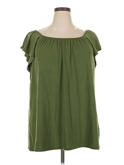 Pre-owned Lane Bryant Short Sleeve Top Green Cold Shoulder Neckline Tops