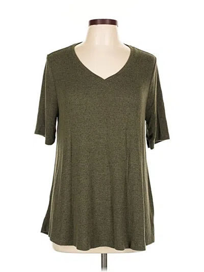 Pre-owned Lane Bryant Short Sleeve Top Green V Neck Tops