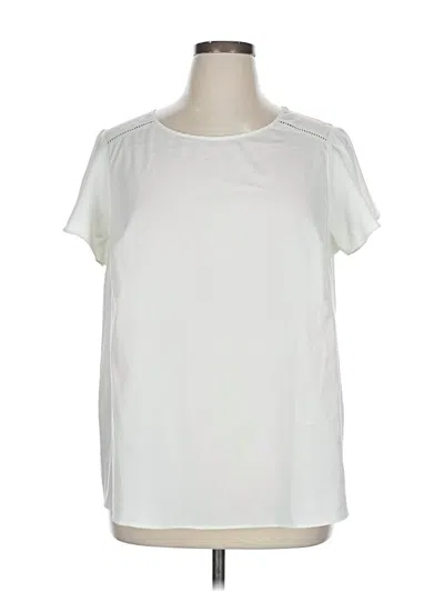 Pre-owned Lane Bryant Short Sleeve Top Ivory Crew Neck Tops In White