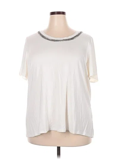Pre-owned Lane Bryant Short Sleeve Top Ivory Crew Neck Tops In White