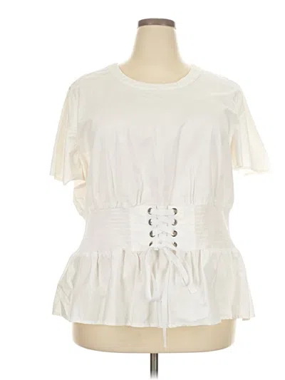 Pre-owned Lane Bryant Short Sleeve Top Ivory Keyhole Neckline Tops