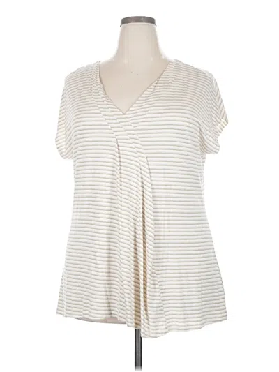 Lane Bryant Short Sleeve Top Ivory V-neck Tops In White