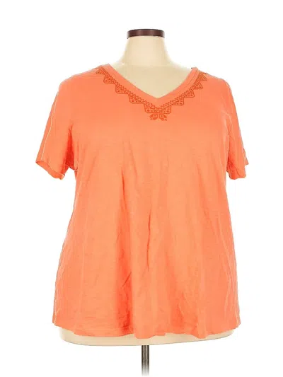Pre-owned Lane Bryant Short Sleeve Top Orange V Neck Tops
