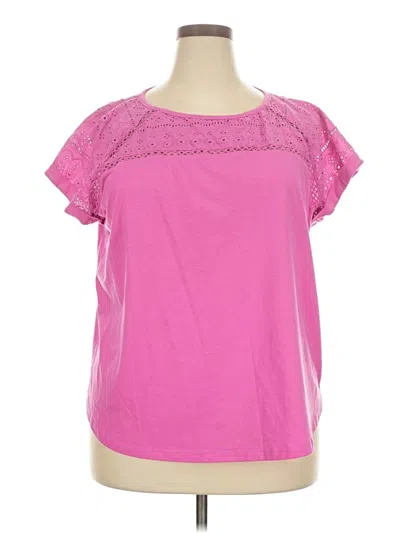 Pre-owned Lane Bryant Short Sleeve Top Pink Keyhole Neckline Tops