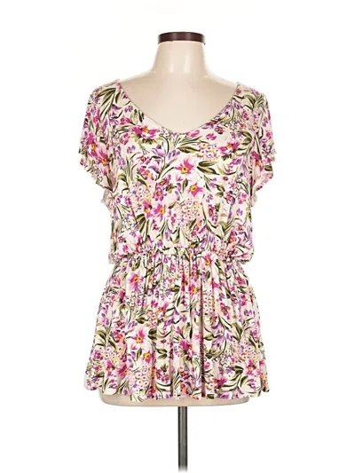 Pre-owned Lane Bryant Short Sleeve Top Pink Scoop Neck Tops