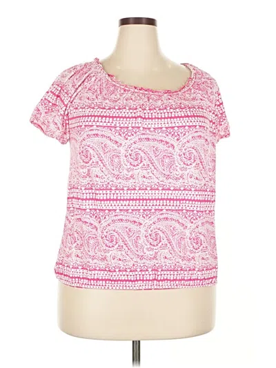 Pre-owned Lane Bryant Short Sleeve Top Pink Scoop Neck Tops