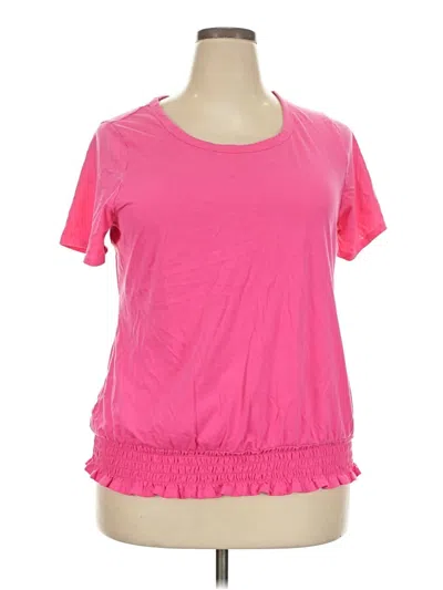 Pre-owned Lane Bryant Short Sleeve Top Pink Scoop Neck Tops