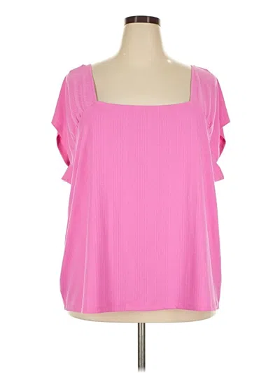 Lane Bryant Short Sleeve Top Pink Square Neckline Tops