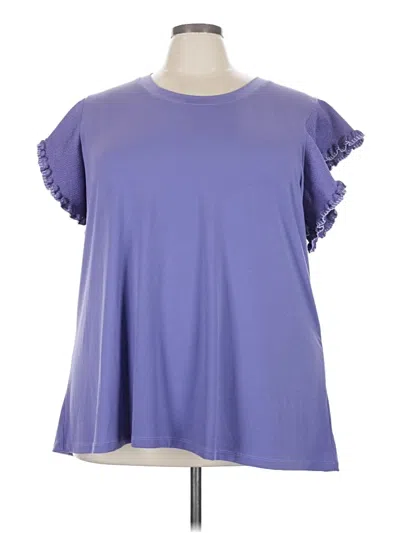 Pre-owned Lane Bryant Short Sleeve Top Purple Ruffles Neckline Tops