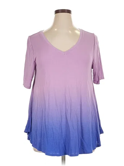 Pre-owned Lane Bryant Short Sleeve Top Purple V Neck Tops