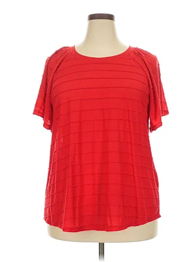Pre-owned Lane Bryant Short Sleeve Top Red Scoop Neck Tops