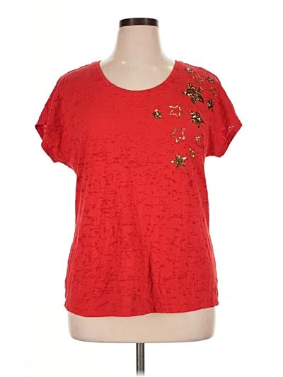 Pre-owned Lane Bryant Short Sleeve Top Red Scoop Neck Tops