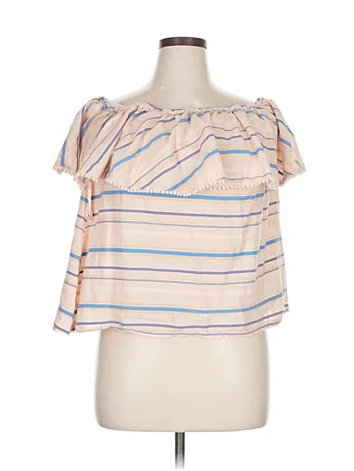 Pre-owned Lane Bryant Short Sleeve Top Tan Off The Shoulder Neckline Tops In Brown