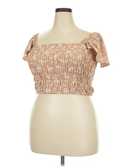 Lane Bryant Short Sleeve Top Tan Sweetheart Neckline Tops In Brown