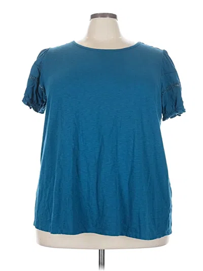Pre-owned Lane Bryant Short Sleeve Top Teal Cold Shoulder Neckline Tops