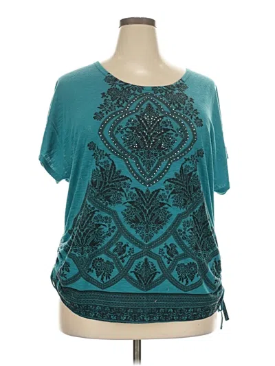 Pre-owned Lane Bryant Short Sleeve Top Teal Scoop Neck Tops