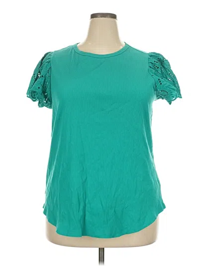 Lane Bryant Short Sleeve Top Teal Sweetheart Neckline Tops In Green