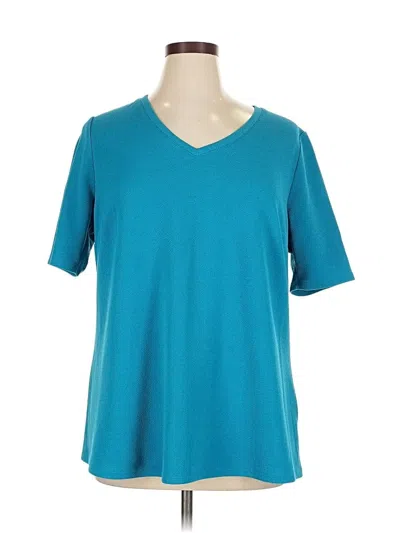 Pre-owned Lane Bryant Short Sleeve Top Teal V Neck Tops In Blue