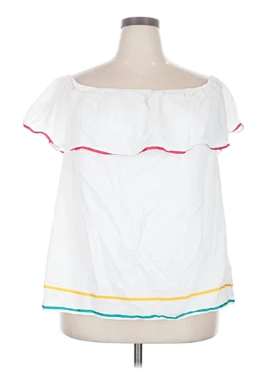 Pre-owned Lane Bryant Short Sleeve Top White Off The Shoulder Neckline Tops
