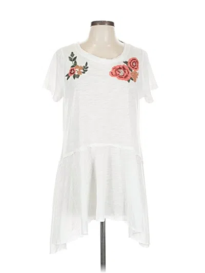 Pre-owned Lane Bryant Short Sleeve Top White Scoop Neck Tops