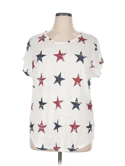 Pre-owned Lane Bryant Short Sleeve Top White Stars Pattern Scoop Neck Tops