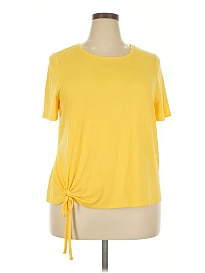 Lane Bryant Short Sleeve Top Yellow Keyhole Neckline Tops