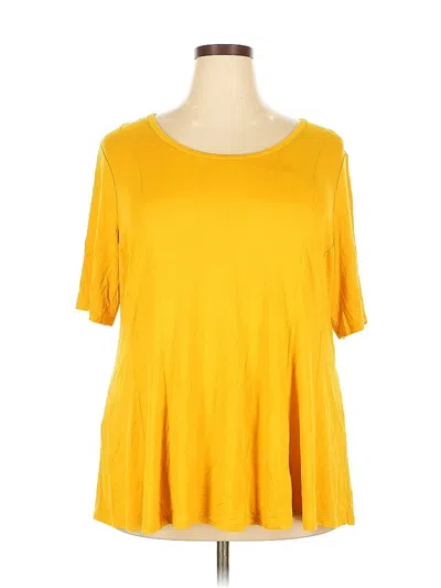 Pre-owned Lane Bryant Short Sleeve Top Yellow Scoop Neck Tops