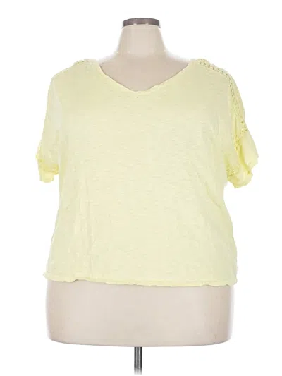 Pre-owned Lane Bryant Short Sleeve Top Yellow Scoop Neck Tops