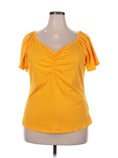 Lane Bryant Short Sleeve Top Yellow Sweetheart Neckline Tops