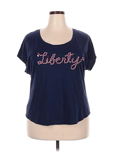 Pre-owned Lane Bryant Short Sleeve T-shirt In Blue
