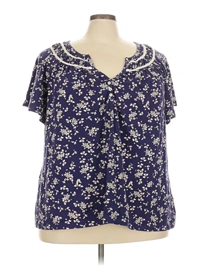 Pre-owned Lane Bryant Short Sleeve T-shirt In Blue